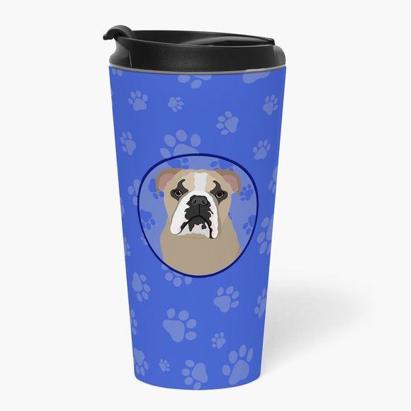 English Bulldog Lilac Tricolor  Stainless Steel 16 oz  Tumbler, Blue - Picture 2 of 4